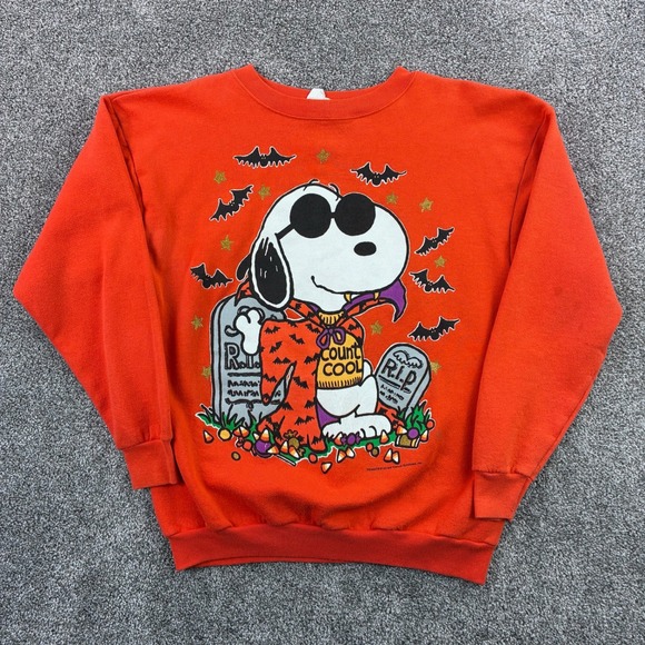 Peanuts Other - Vintage Peanuts Halloween Sweatshirt Mens XL Orange Snoopy Woodstock Cartoon